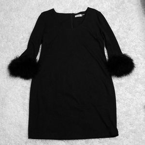 CALVIN KLEIN MARIBU FEATHER SLEEVE COCKTAIL DRESS